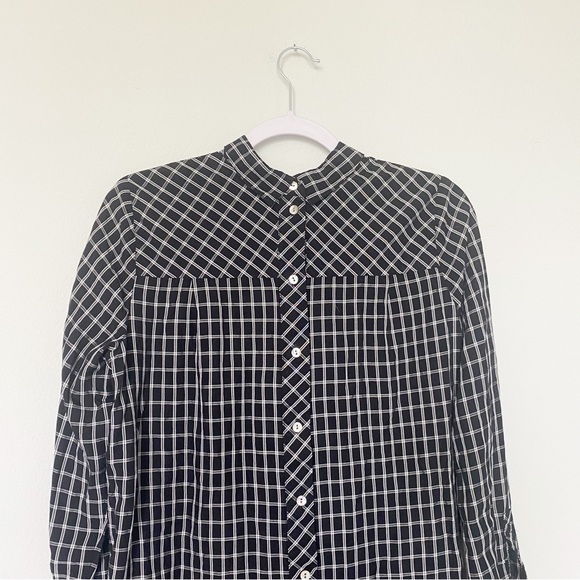 J. Jill Plaid Button Back Tunic Blouse Longline Windowpane Black/White Sz Small - Picture 7 of 9